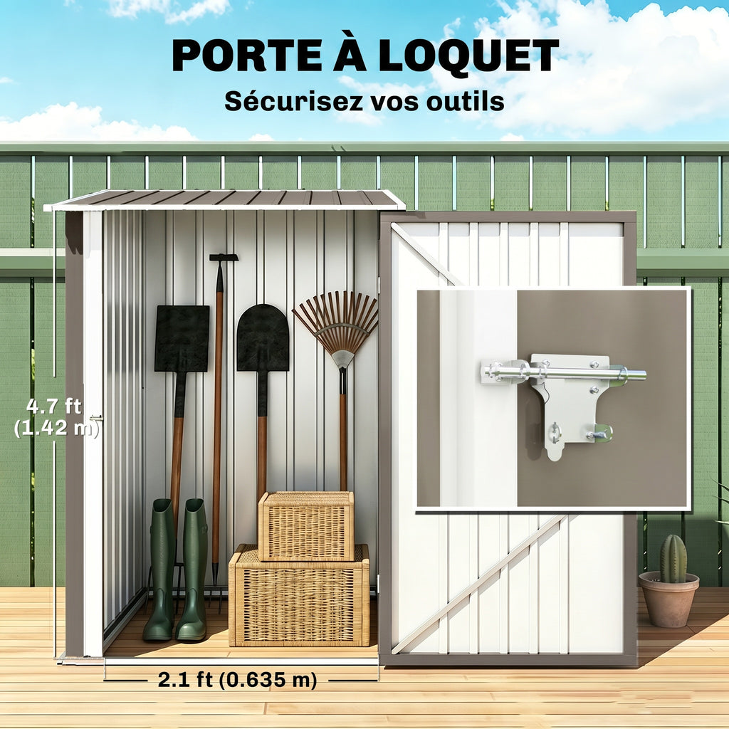 Abri de Jardin 1m² - Remise pour Outils - cabanon Porte verrouillable - dim. 1L x 1,03l x 1,6H m - tôle d'acier ondulée-4