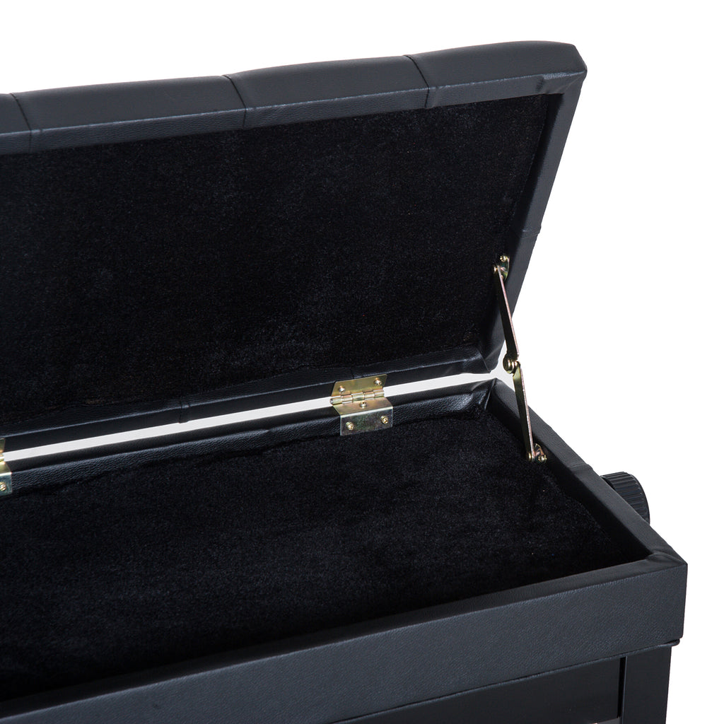 Banc de piano, banc de clavier réglable en hauteur en bois massif, tabouret piano avec compartiment caché, siège rembourré polyuréthane à 10 boutons, stable et antidérapant, charge 200kg, noir-8