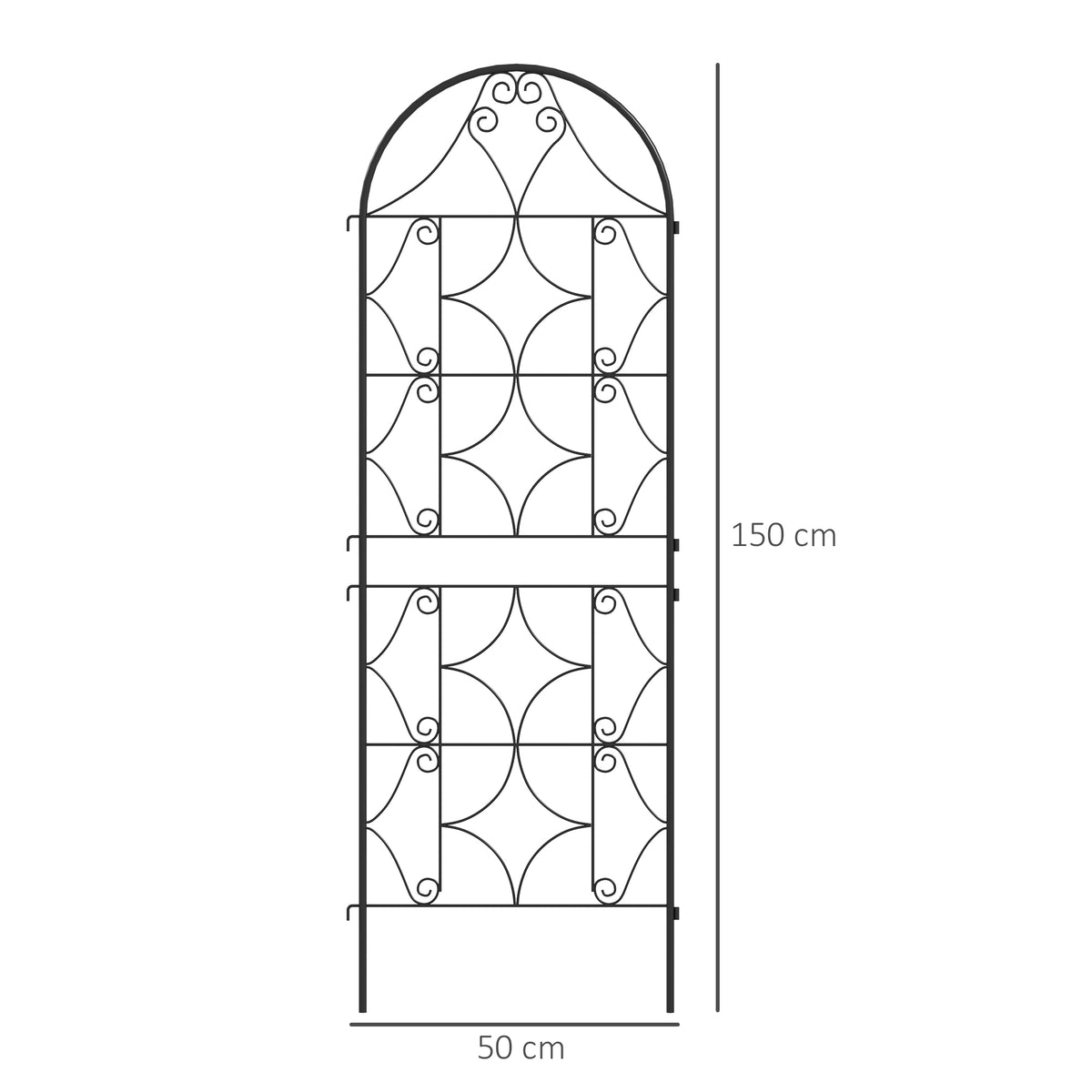 Support pour plantes grimpantes avec motif lot de 2 treillis de jardin pour vigne fleurs légumes métal 50 x 150 cm noir-2