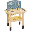 Établi en Bois pour Enfants avec 28 Accessoires, Boîte de Rangement, Établi d'Imitation dès 3 à 8 Ans, Naturel-0