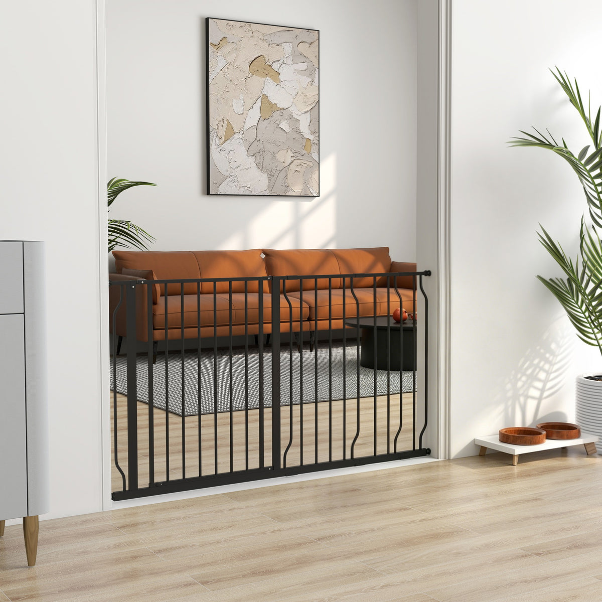 Barrière de sécurité barrière pour animal domestique longueur réglable dim. 145L x 76H cm noir-1