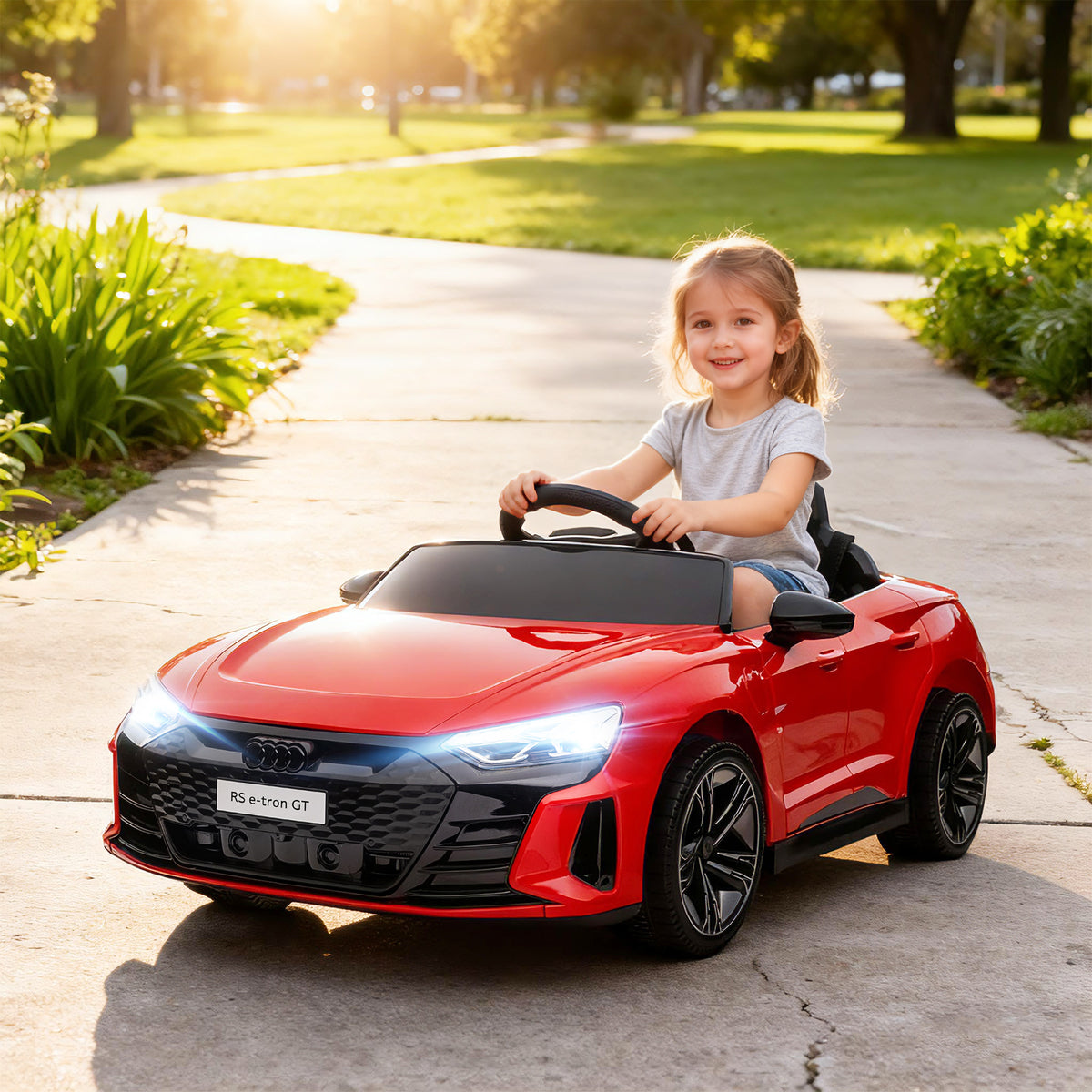 Voiture électrique enfant 12 V - véhicule électrique avec télécommande parentale fournie - V. Max. 5 Km/h - effets sonores, lumineux - Audi RS E-tron GT rouge-1