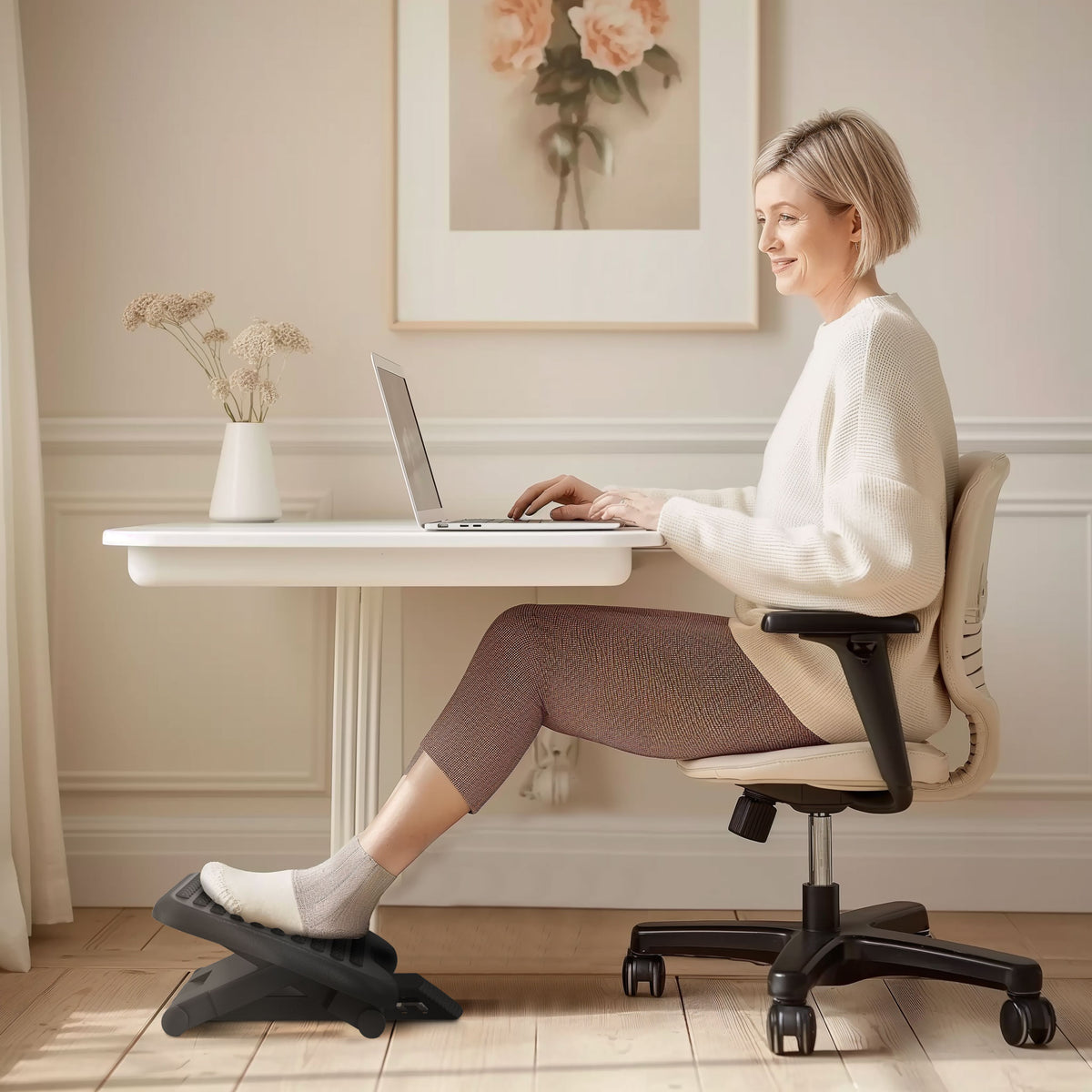 Repose-pieds ergonomique de bureau hauteur et inclinaison réglables 46 x 35 cm noir-7