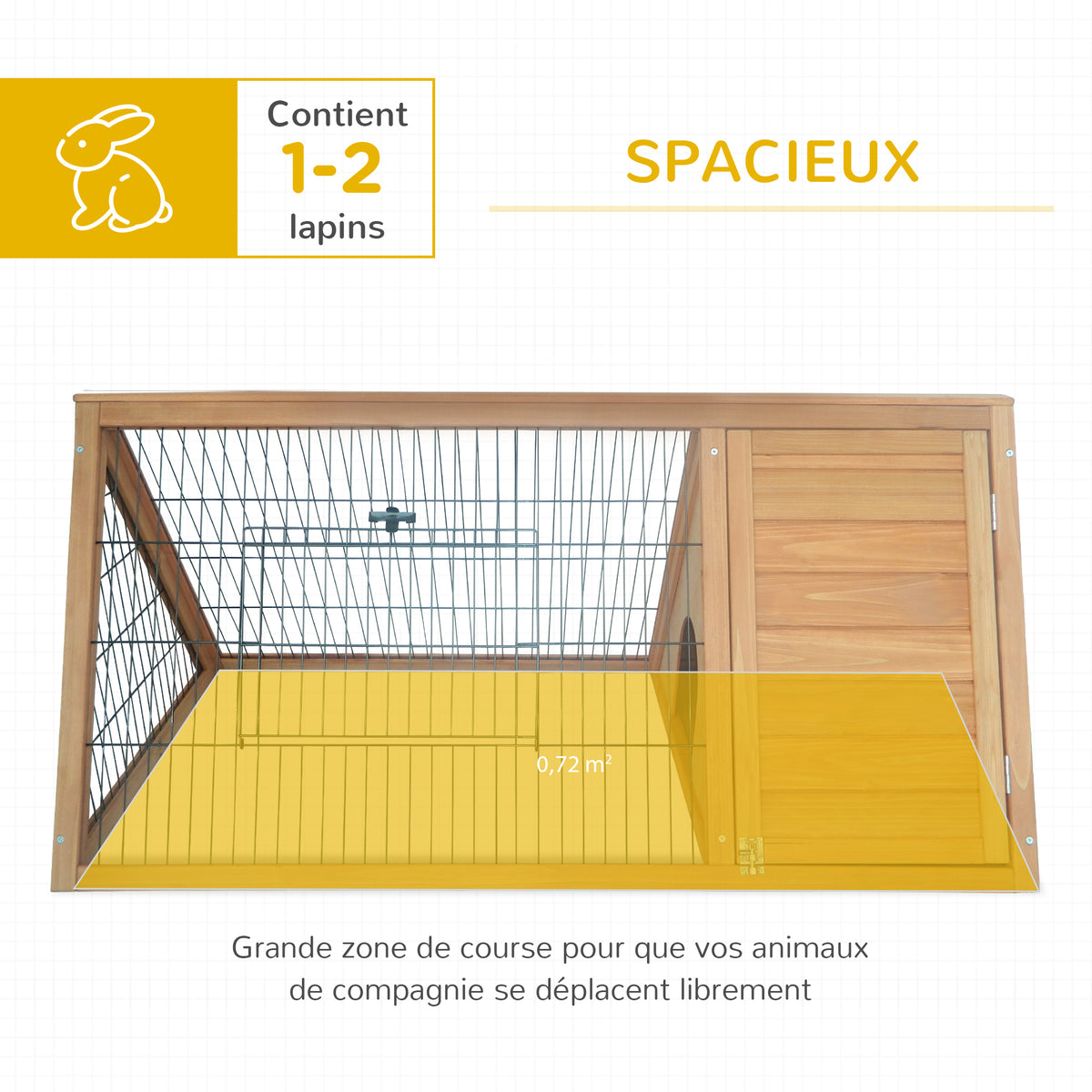 Clapier triangulaire de sol enclos extérieur niche double porte convient aux lapins poules tortue terrestre dim. 116L x 62,2l x 52,5H cm bois massif pin-3
