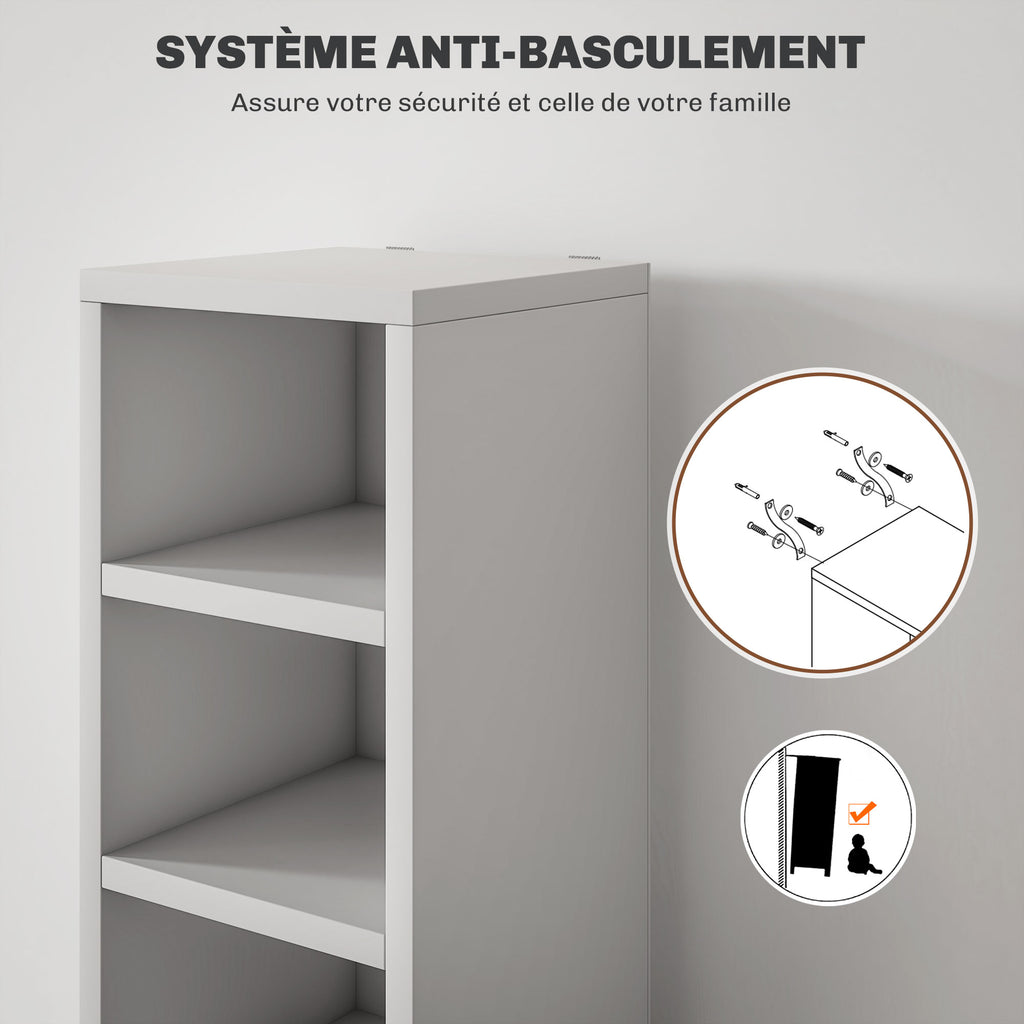Rangements pour CD et DVD avec 12 compartiments, capacité max. 204 CD, 21 x 20 x 175 cm, blanc-5