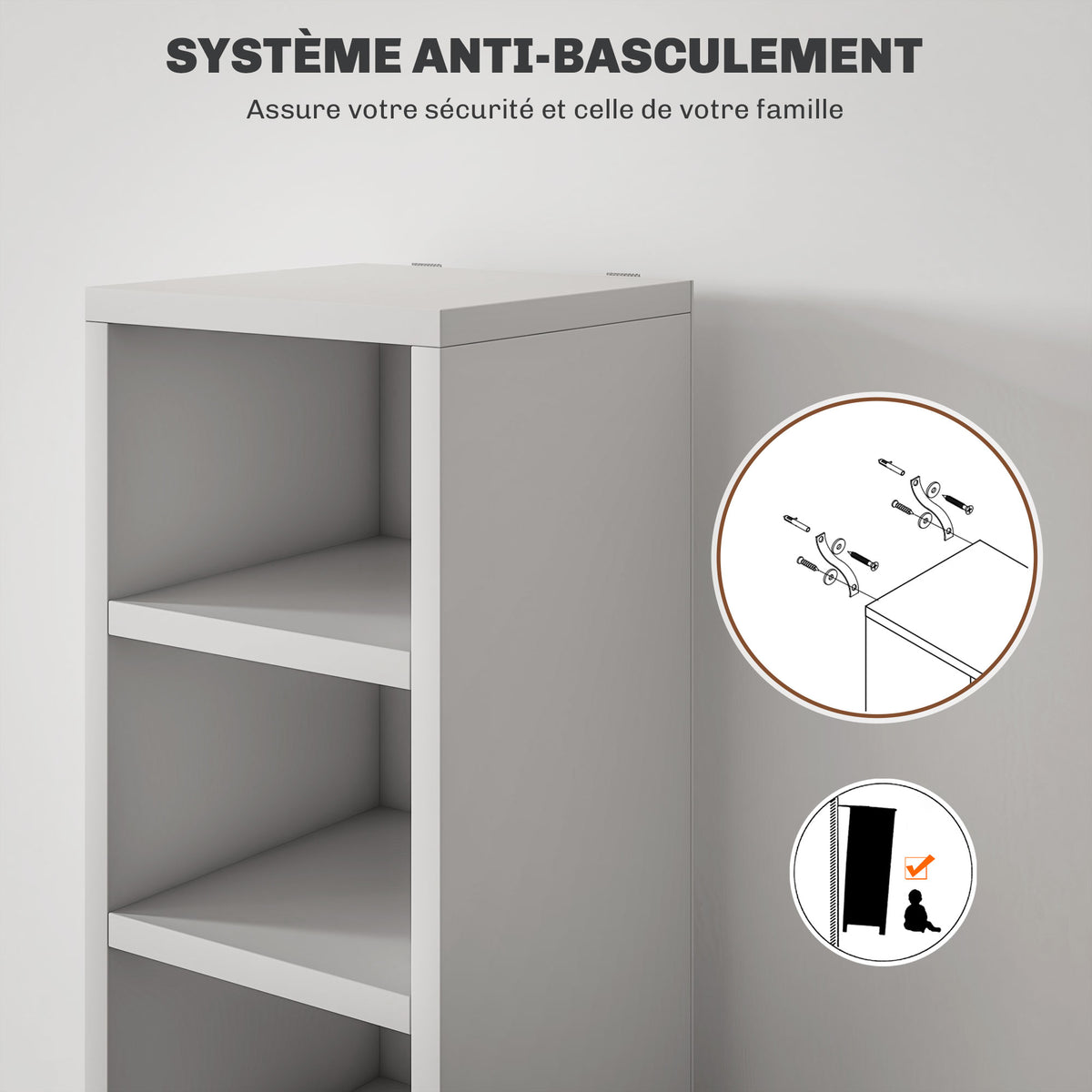 Rangements pour CD et DVD avec 12 compartiments, capacité max. 204 CD, 21 x 20 x 175 cm, blanc-5