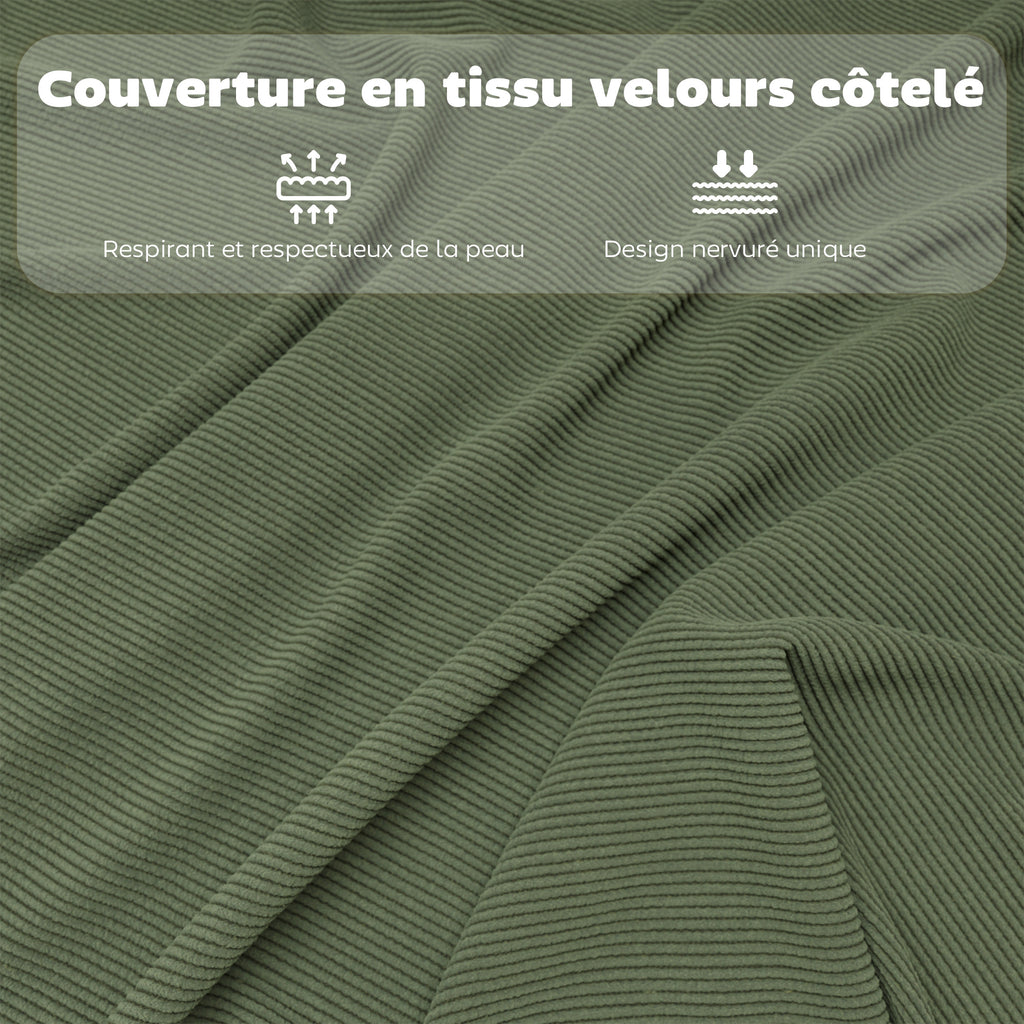 Lot de 4 chaises pliantes chaises de salle à manger portables avec assises et dossiers rembourrés en velours côtelé vert-6