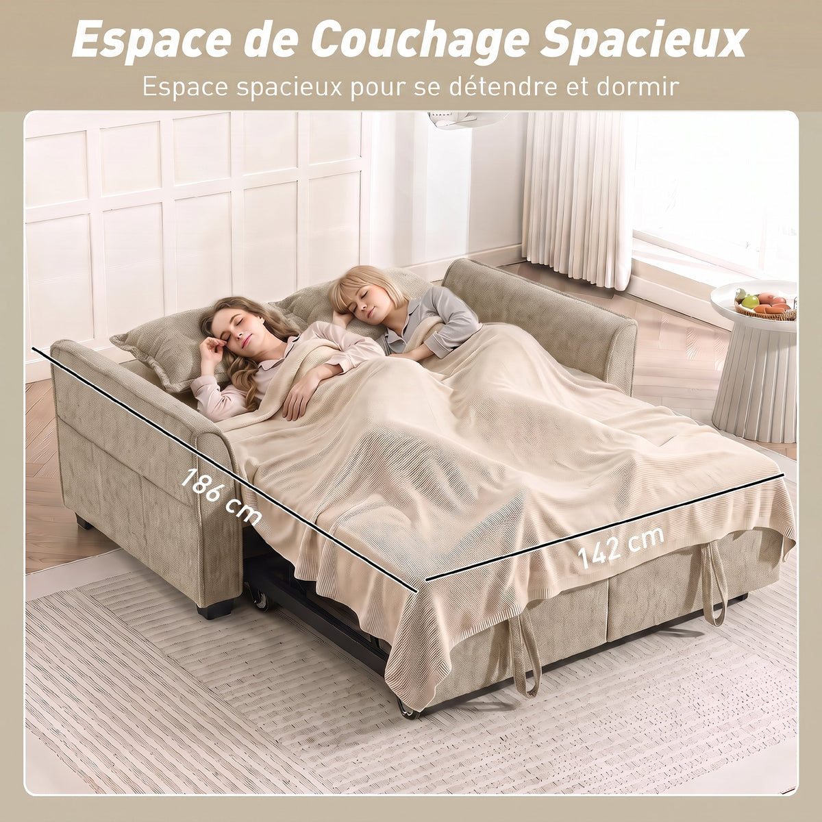 Canapé Convertible 2 Places 4 en 1, Canapé-Lit d'Angle en Chenille 167cm, Dossier Réglable, Assise Large, Marron-6