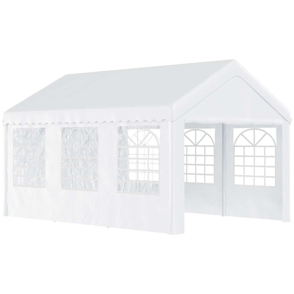 Tente de réception chapiteau de jardin chapiteau barnum 4 parois amovibles portes zippées idéal pour fête mariage soirée 6 x 4 x 2,8 m acier toile polyéthylène 180 g/m² blanc-0