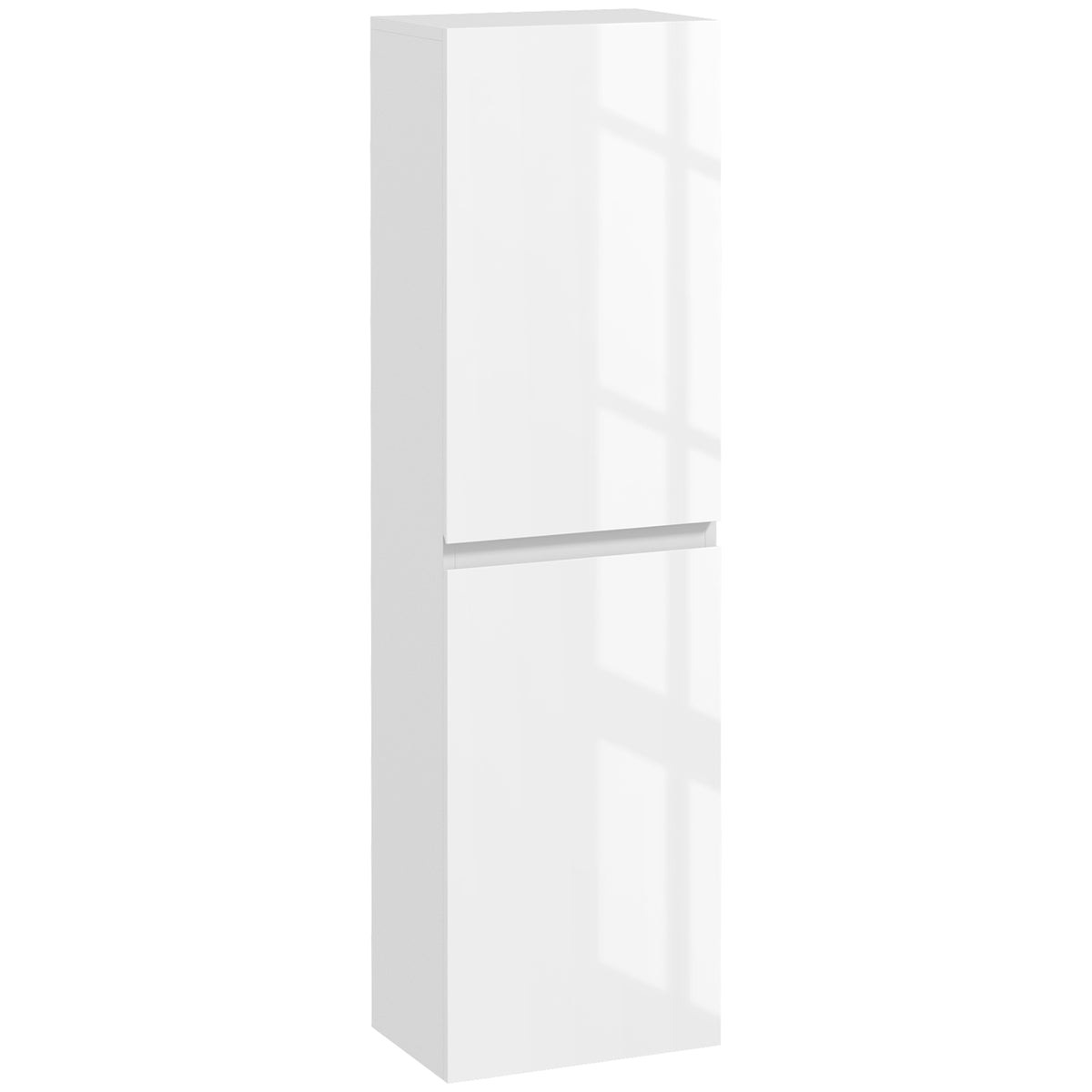 Meuble colonne rangement salle de bain style contemporain 2 placards étagères réglables 35 x 25 x 120 cm blanc laqué-0