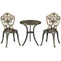 Ensemble bistrot pour jardin en aluminium salon de jardin 3 pièces 2 chaises + table ronde imitation fer forgé-0