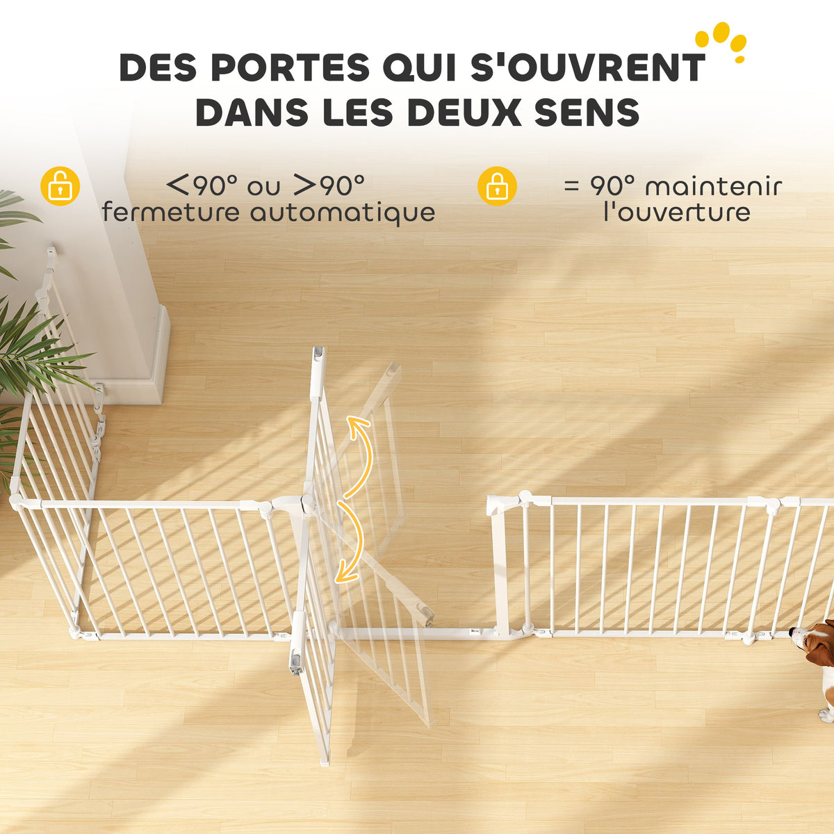 Barrière de sécurité en métal parc enclos pliable et modulable pour chien et enfant 8 panneaux 61 x 75 cm blanc-6