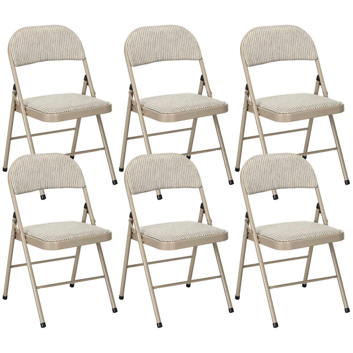 Lot de 6 chaises pliantes chaises de salle à manger portables cadre en acier dim. 45l x 46P x 78H cm beige-0