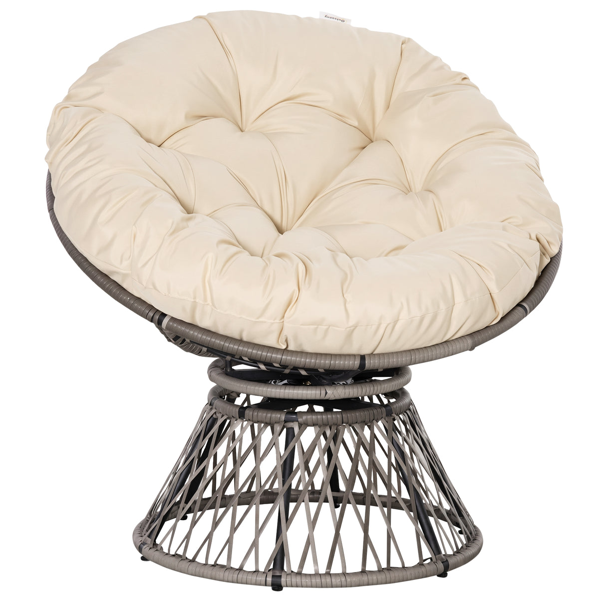 Fauteuil rond de jardin fauteuil papasan pivotant Ø 97 x 90H cm grand coussin fourni polyester résine tressée-0