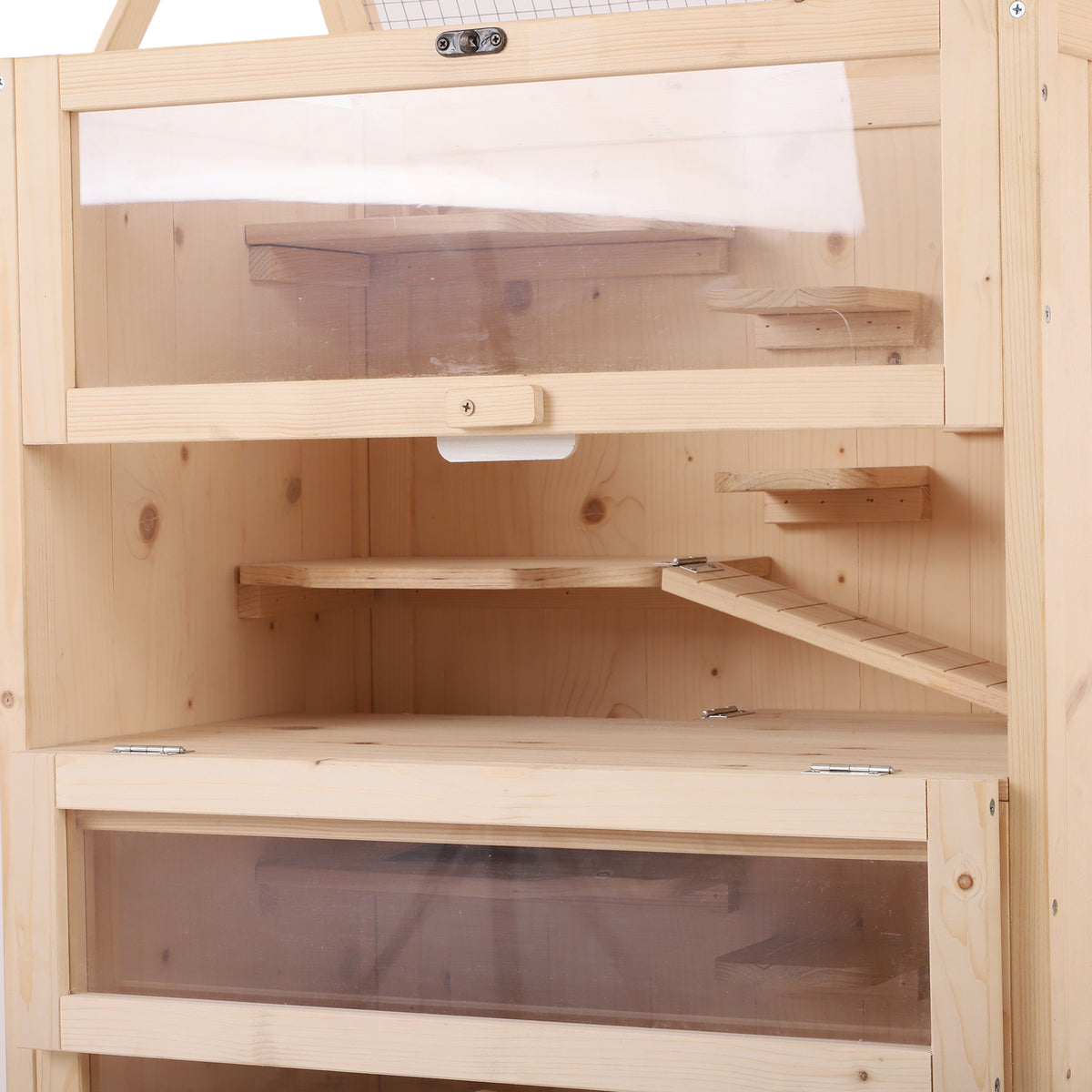 Cage pour hamsters souris petits rongeurs multi-niveaux 5 étages 10 plateformes bois de pin 60 x 40 x 120 cm-8