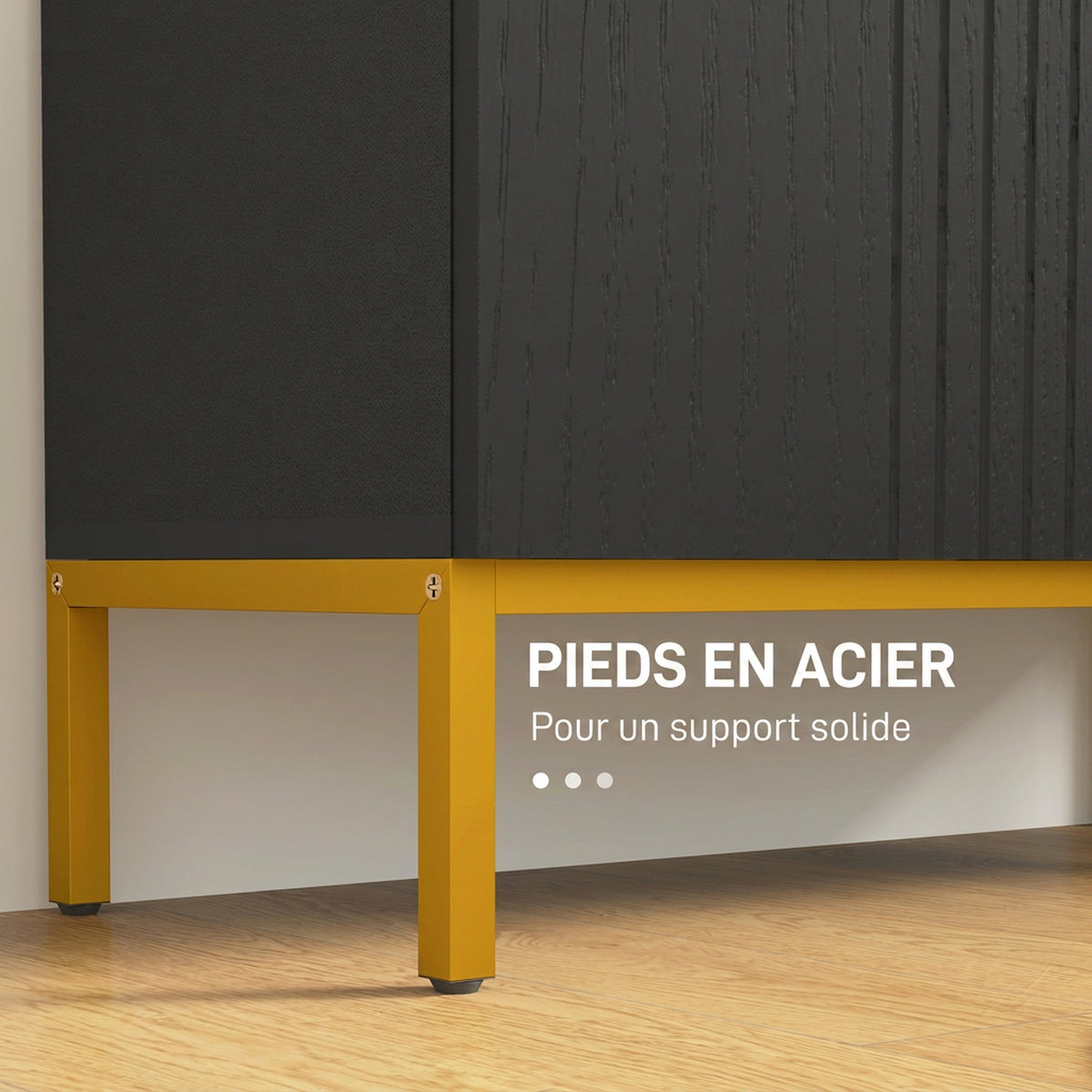 Meuble à Chaussures 20 Paires, Armoire à Chaussures, Portes à Fermeture Douce, Étagères Réglables, Pieds en Acier, Noir-5
