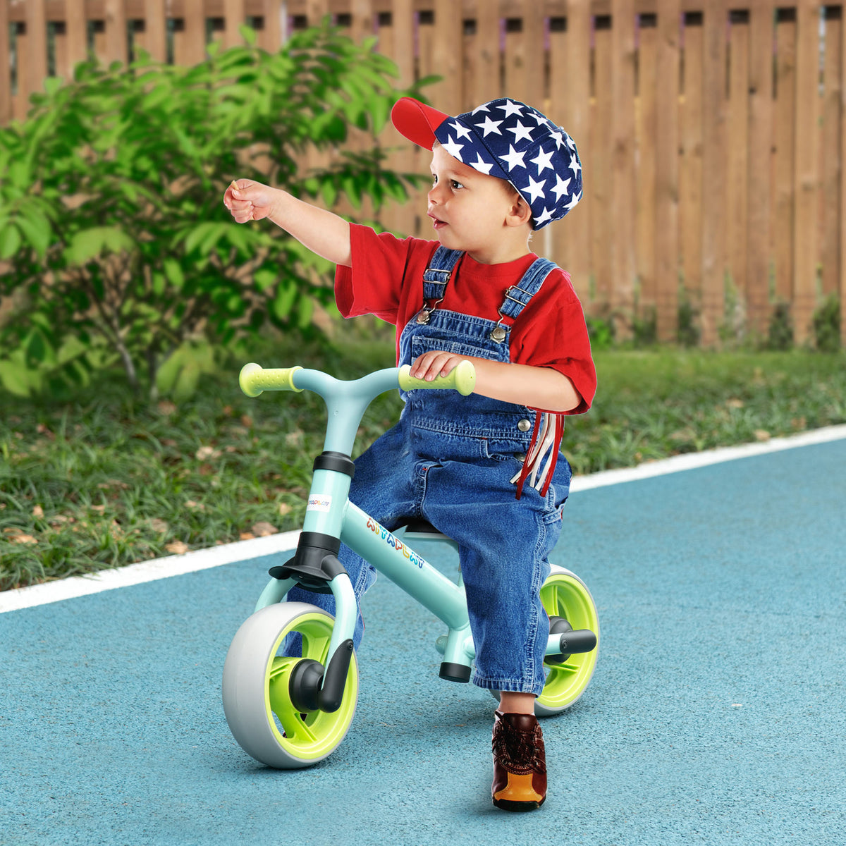 Vélo d'équilibre pour bébé siège réglable roues EVA jouet enfant pour bébé 18-48 mois pour garçons et filles vert-1