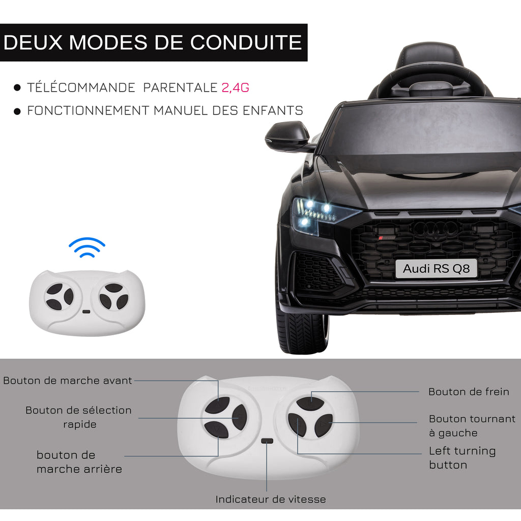 Voiture électrique enfants sous licence Audi RS Q8, véhicule électrique avec télécommande, USB, Bluetooth, noir-5