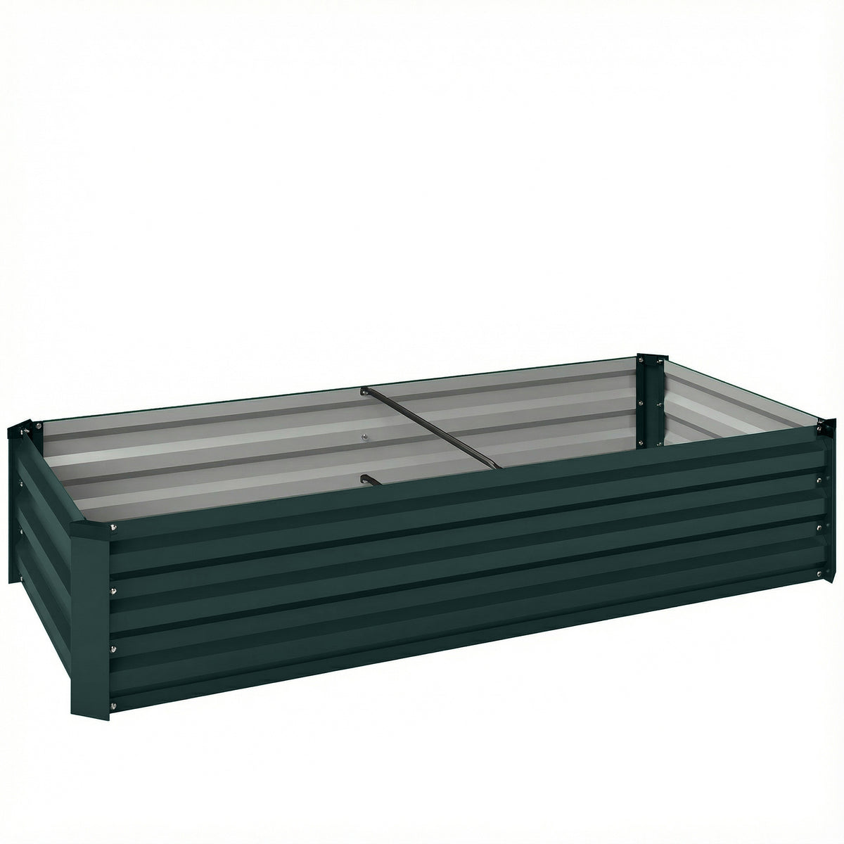 Jardinière rectangulaire potager de jardin en acier galvanisé bordure de sécurité et fond ouvert 150x70x30cm vert-0