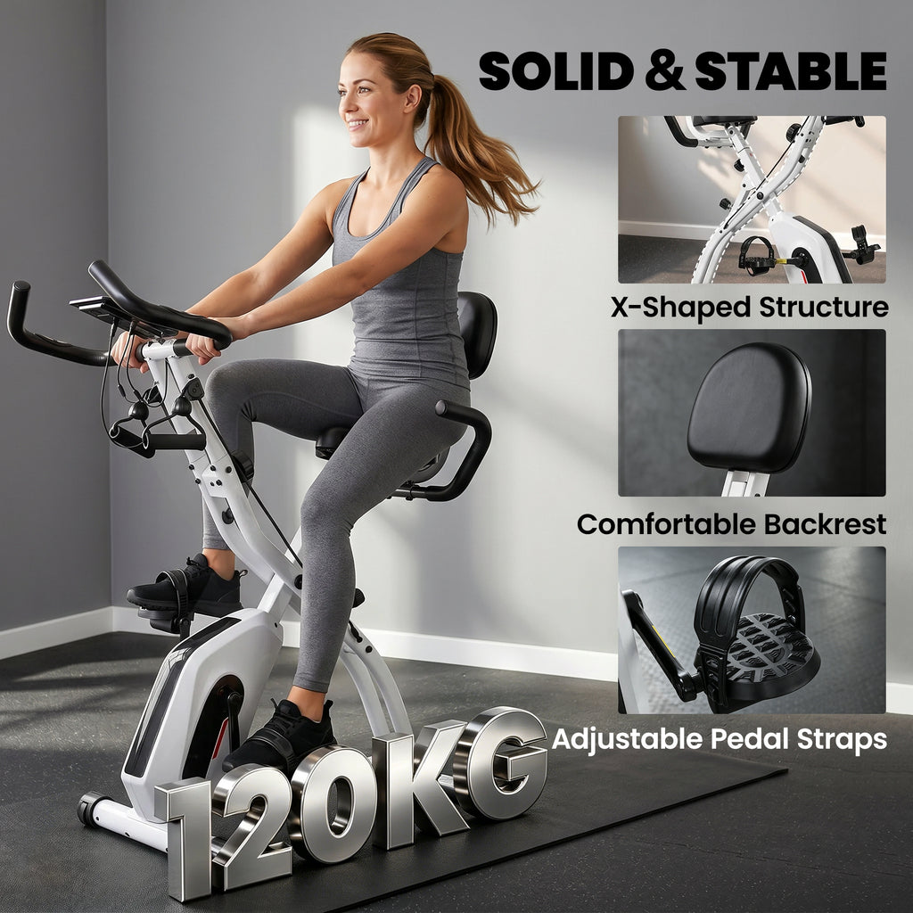Vélo d'Appartement Pliable Vélo de Fitness 3 en 1 Silencieux Connecté Kinomap Bluetooth et Zwift 105x53,5x109cm Blanc-7