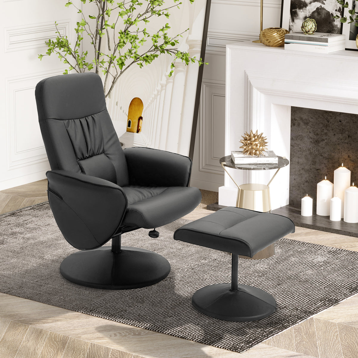 Fauteuil relax avec repose-pied fauteuil de relaxation relaxant pivotant 360° et dossier inclinable pour TV-1