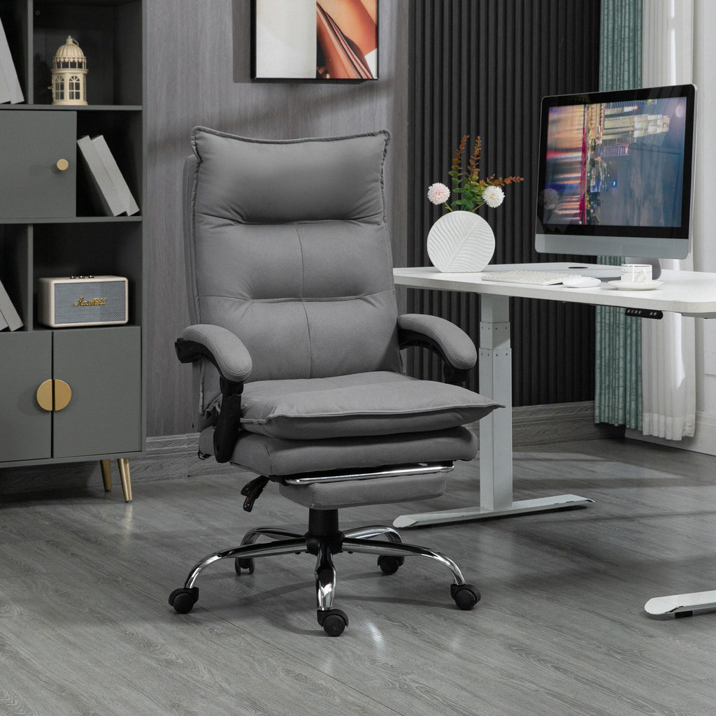 Fauteuil de bureau massant et chauffant, chaise de bureau, hauteur réglable, dossier inclinable, 66x74x121,5cm gris-1