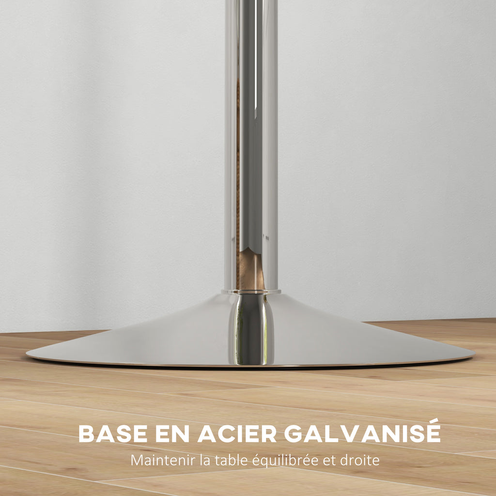 Table de bar ronde table haute cuisine réglable en hauteur 69-91 cm plateau pivotante à 360° naturel et gris-6