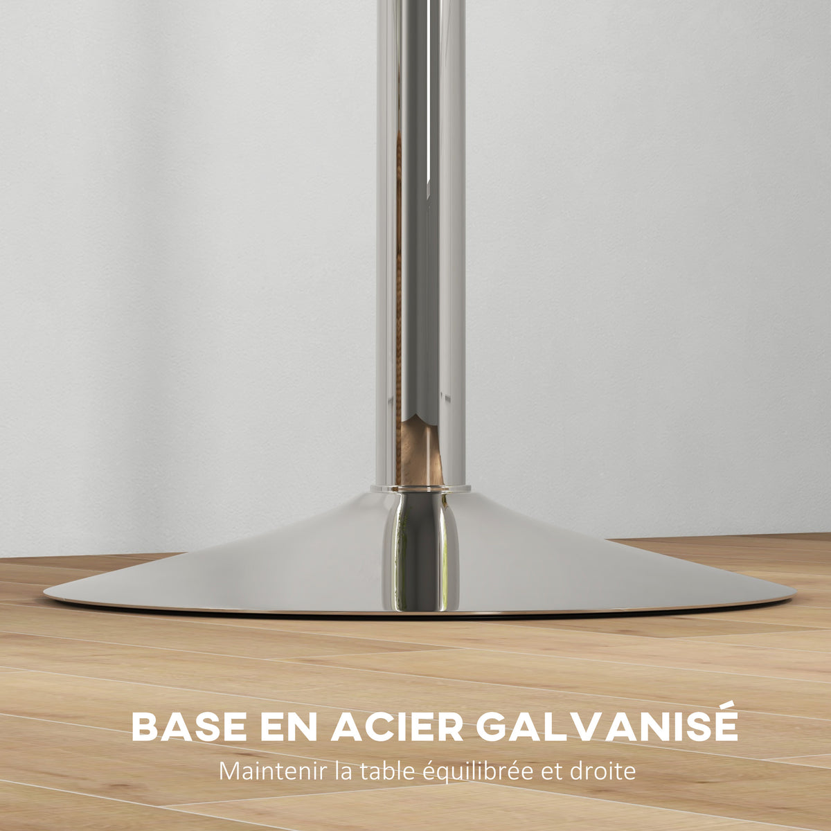 Table de bar ronde table haute cuisine réglable en hauteur 69-91 cm plateau pivotante à 360° naturel et gris-6