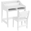 Ensemble bureau et chaise pour enfant 3 à 8 ans avec compartiments et étagères ouverts, blanc-0