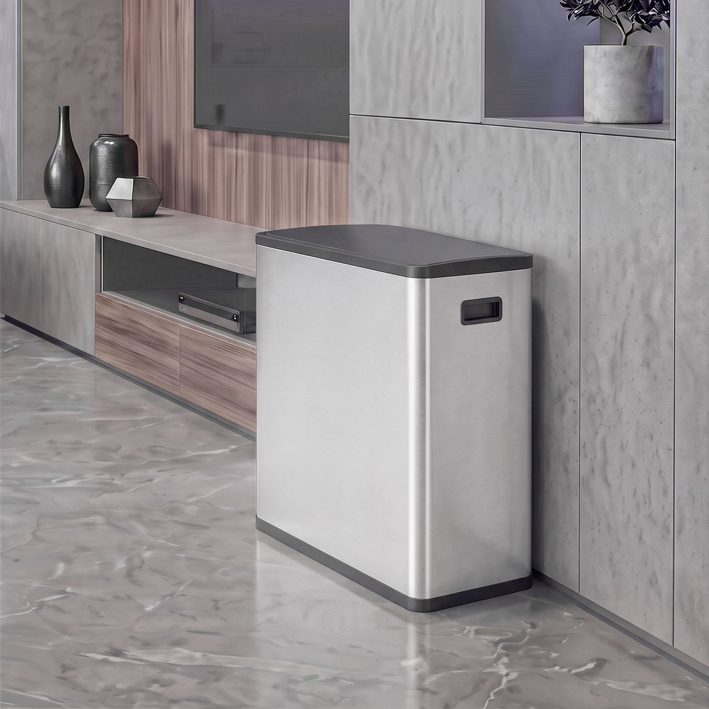 Poubelle de Cuisine Automatique 60 L, Poubelle à Double Compartiment, Capteur de Mouvement, Seaux Amovibles, Argent-8