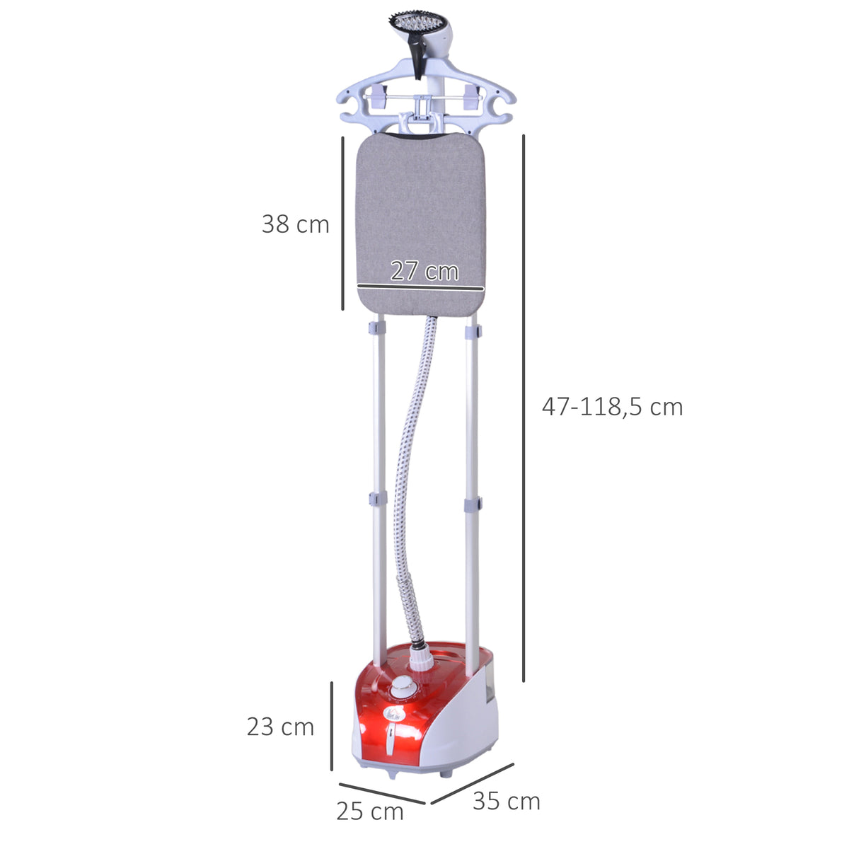 Défroisseur vapeur vertical 1950 W 32g/min, réservoir d'eau de 2 litres, tige télescopique, fer vertical autonomie 45min, 11 températures réglables, prêt en 38s, planche et cintre fournis rouge-2