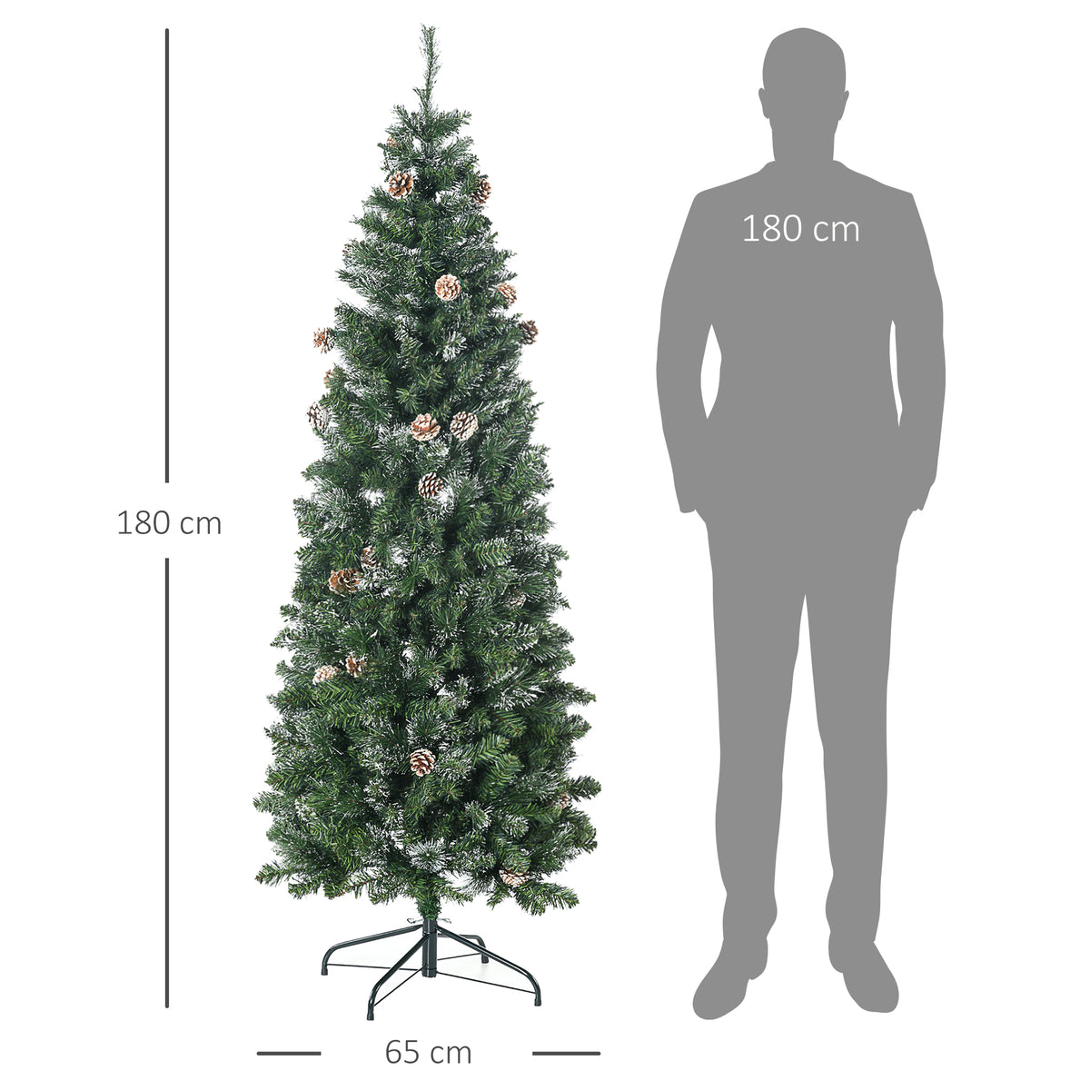 Sapin de Noël artificiel avec 618 branches enneigées, support en acier, arbre de Noël artificiel socle pliable en acier-2