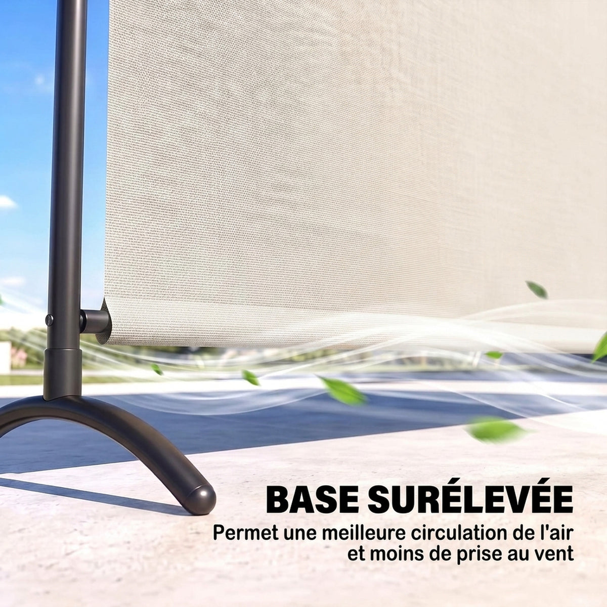 Paravent Extérieur à Panneau Unique, Séparateur de Pièce de 180H cm avec Protection UV30+, Beige-4