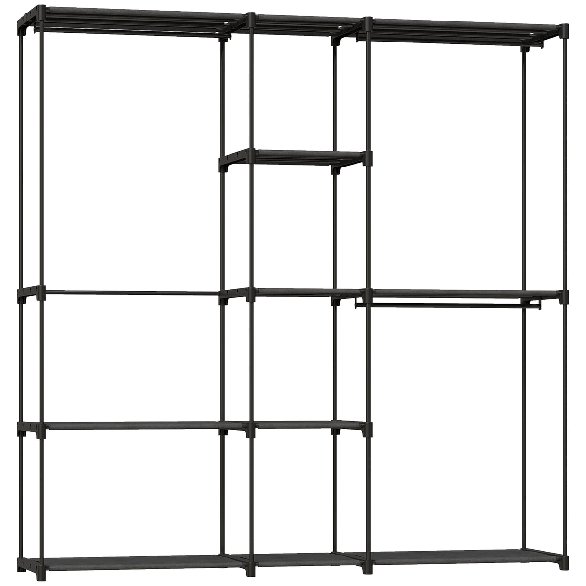 Armoire de rangement, penderie en tissu avec barre de suspension et étagères, 182 x 43 x 185 cm, noir-0