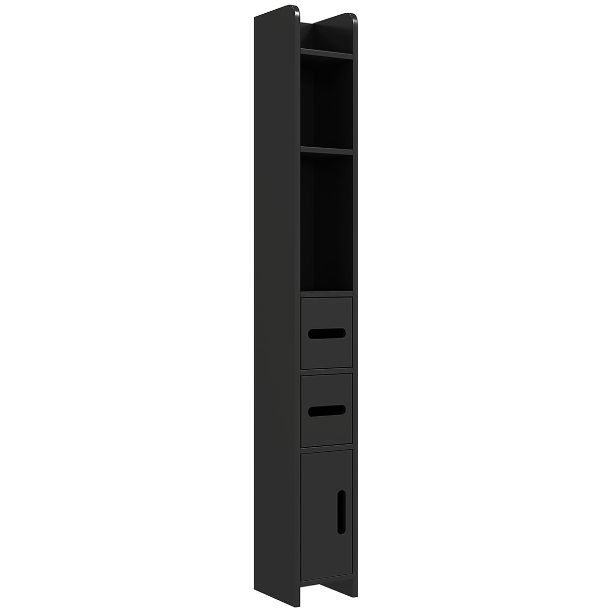 Meuble colonne de salle de bain armoire toilette haute avec étagères et placards - 15 x 17 x 120 cm noir-0