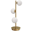 Lampe de chevet avec 3 abat-jours globe, lampe de table moderne avec base en acier et douilles G9, 53H cm, ton laiton-0