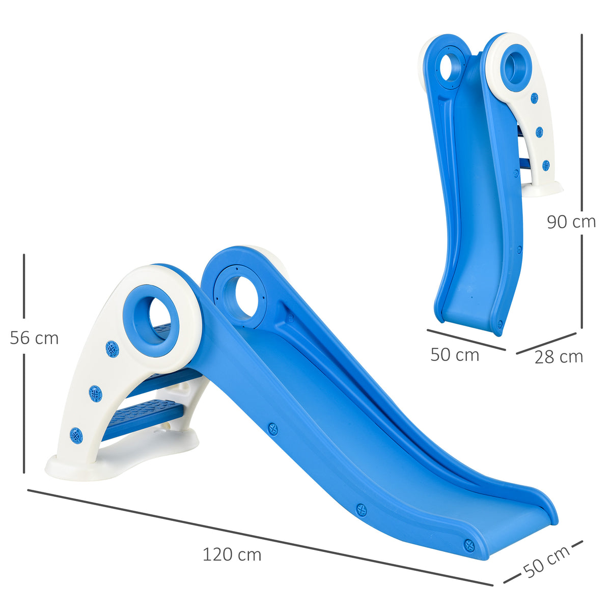 Toboggan Enfant Pliable pour Usage intérieur et extérieur 3 à 6 Ans 120 x 50 x 56 cm HDPE Bleu-2