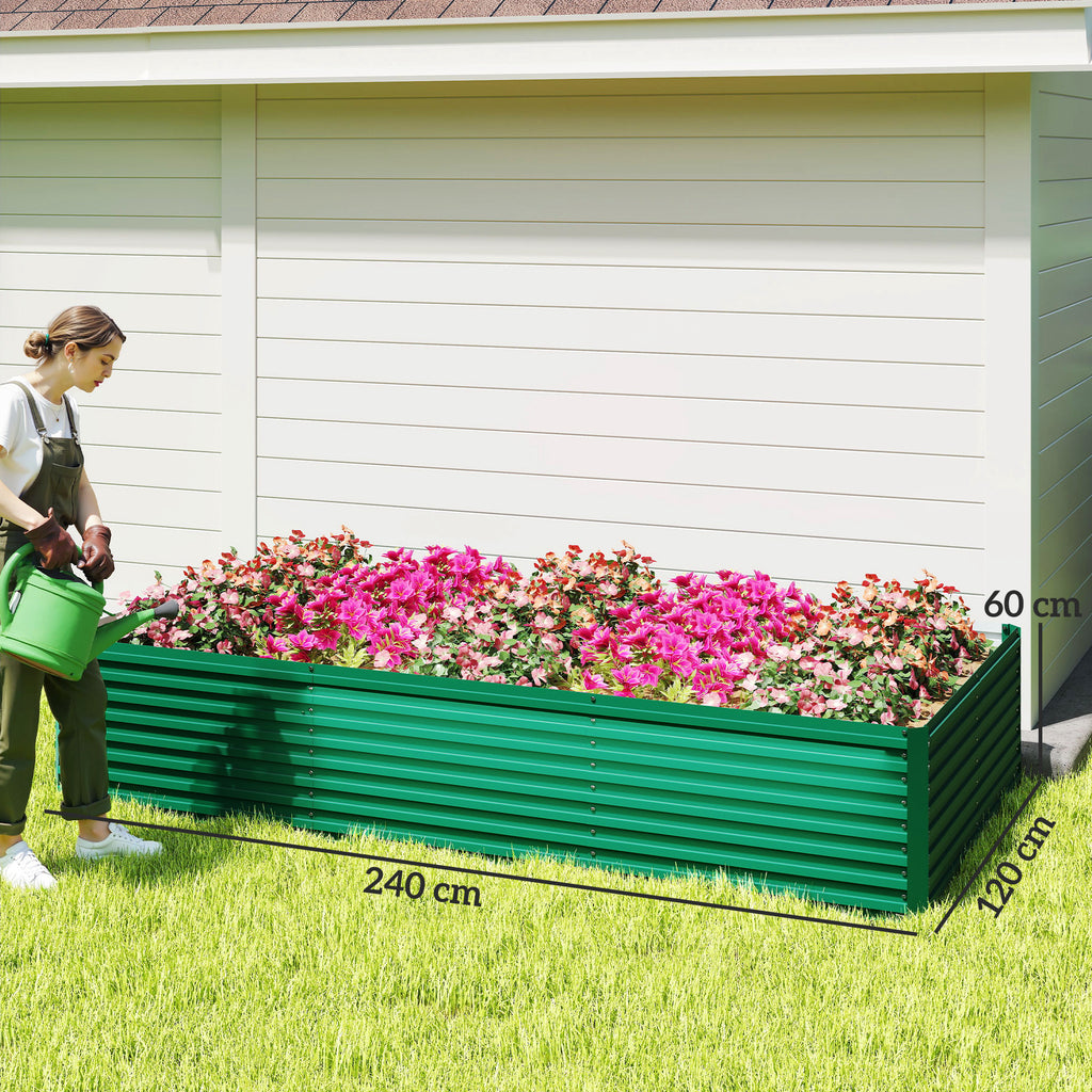 Jardinière surélevée galvanisée rectangulaire pour l'extérieur - fond ouvert - 240 x 120 x 60cm, vert-2