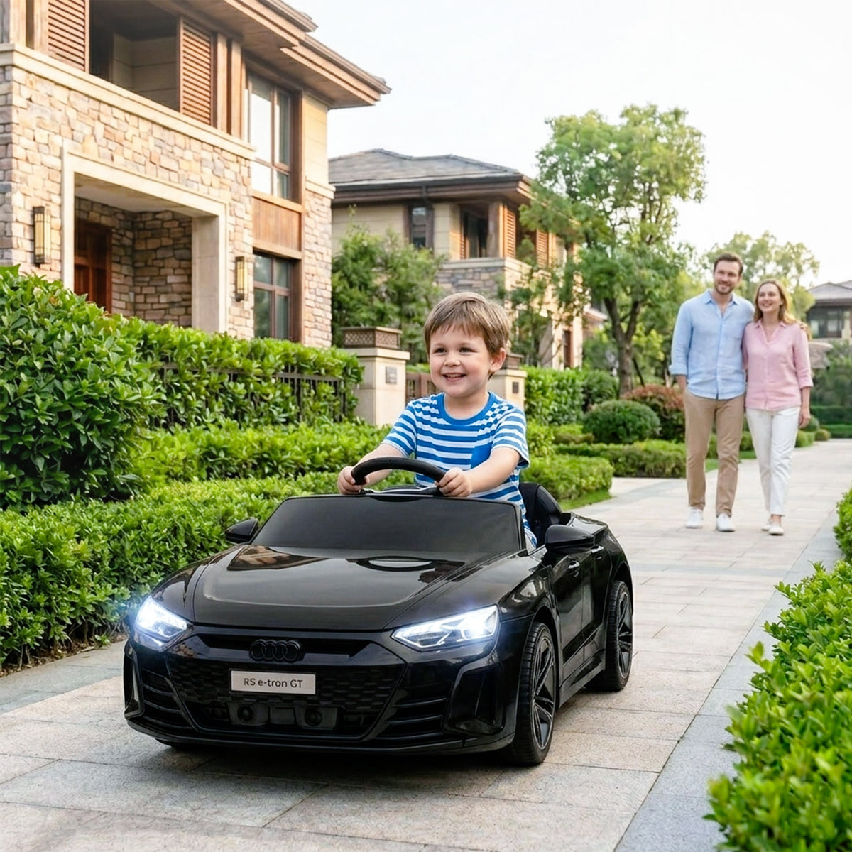 Voiture électrique enfant 12 V - véhicule électrique avec télécommande parentale fournie - V. Max. 5 Km/h - effets sonores, lumineux - Audi RS E-tron GT noir-1