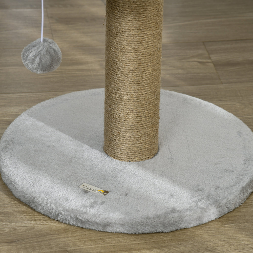 Arbre à chat arbre à grimper grattoir design jeu pompon suspendu + plateforme peluche 40 x 40 x 49 cm jute gris-8