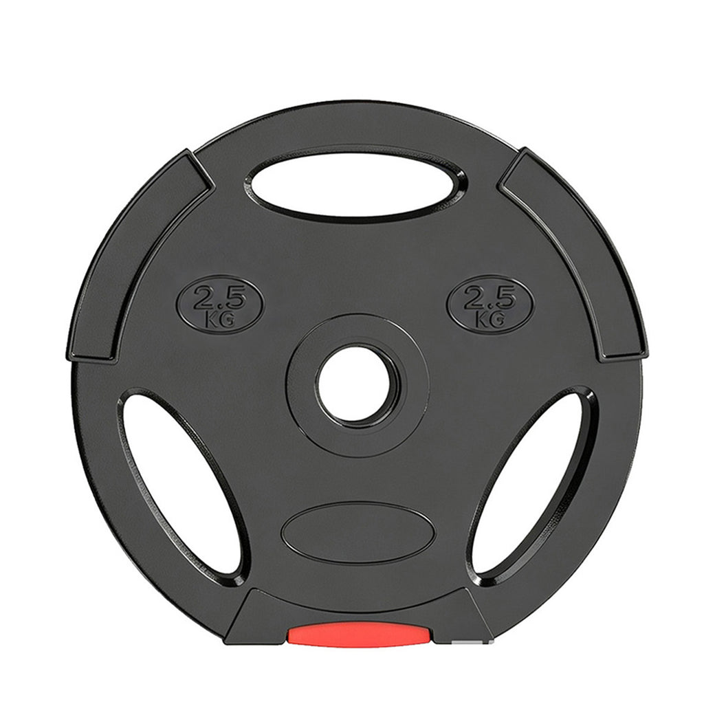 Disques de poids, plaques de poids 2 x 5 kg et 2 x 2,5 kg, à trois poignées avec trous de Ø 25 mm, noir-9
