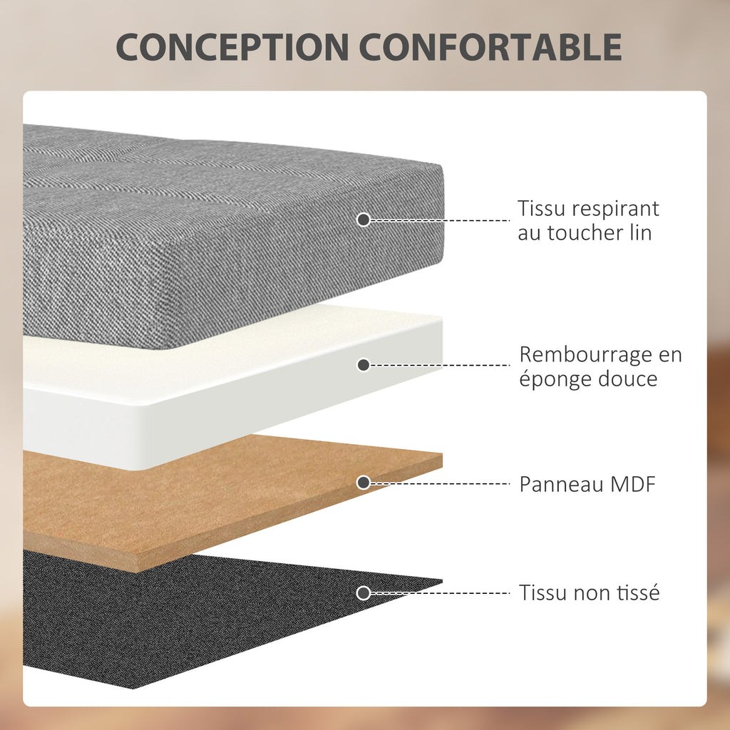 Banc de rangement pouf de rangement pliable bout de lit repose-pieds avec couvercle 76L x 38l x 38H cm gris clair-4
