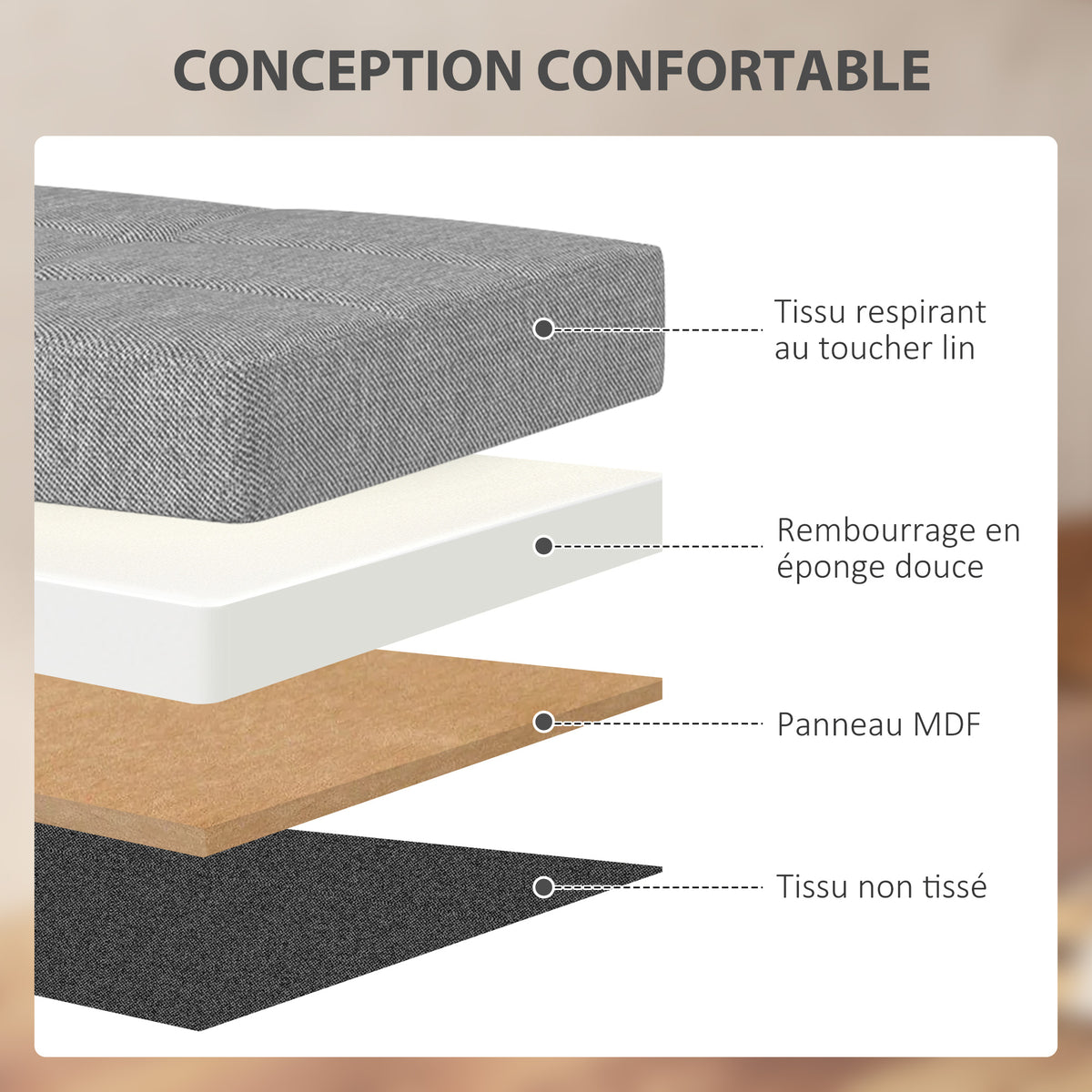 Banc de rangement pouf de rangement pliable bout de lit repose-pieds avec couvercle 76L x 38l x 38H cm gris clair-4