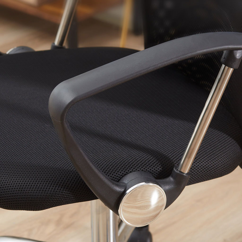 Lot de 2 fauteuils de bureau manager dossier ergonomique hauteur assise réglable pivotant tissu maille noir-8