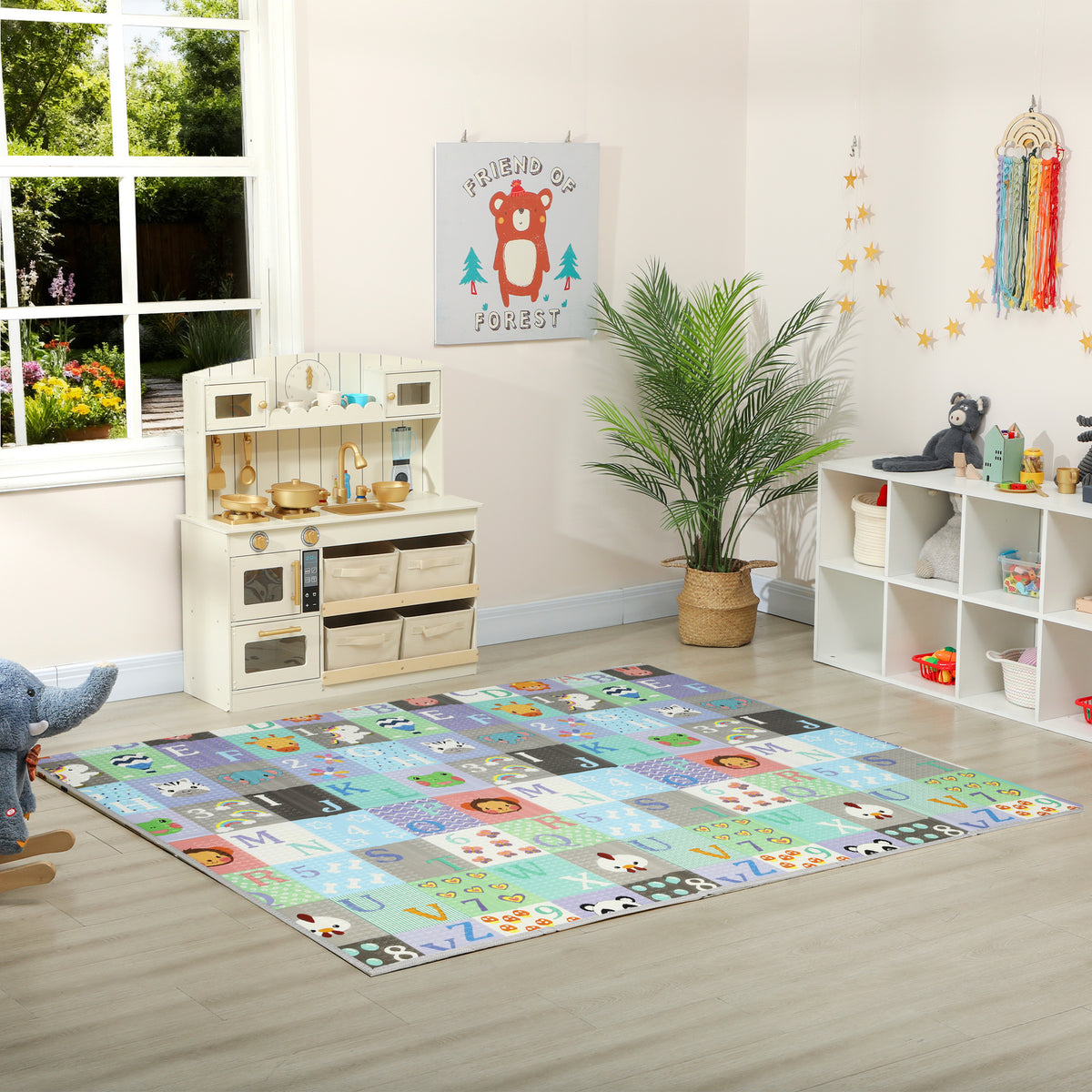Tapis de jeu pour bébé pliable et réversible, tapis de sol en mousse épais, 180 x 150 x 1 cm, multicolore-9