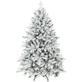 Sapin de Noël artificiel floqué de neige 150 cm, arbre de Noël avec 768 branche, support en métal pliable, vert-0