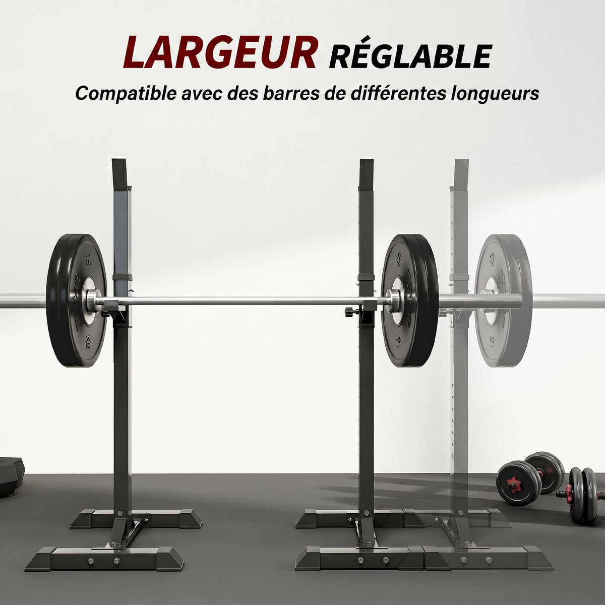 Support de musculation entrainement pour barre longue haltère charge max. 150 Kg