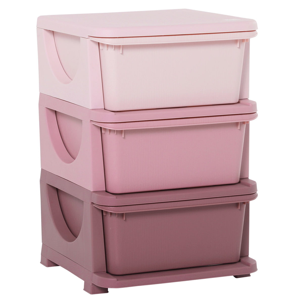 Organisateur de jouets pour enfants avec tiroirs à 3 niveaux, boîtes de rangement en plastique, 37 x 37 x 56,5 cm, rose-0