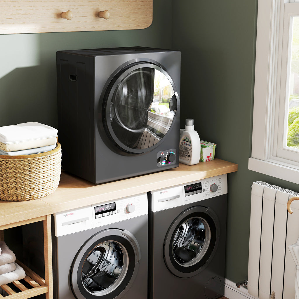 Sèche-linge électrique portable 850W, capacité 33L 4 modes de fonctionnement, acier inoxydable, 49 x 40,5 x 60 cm, noir-9