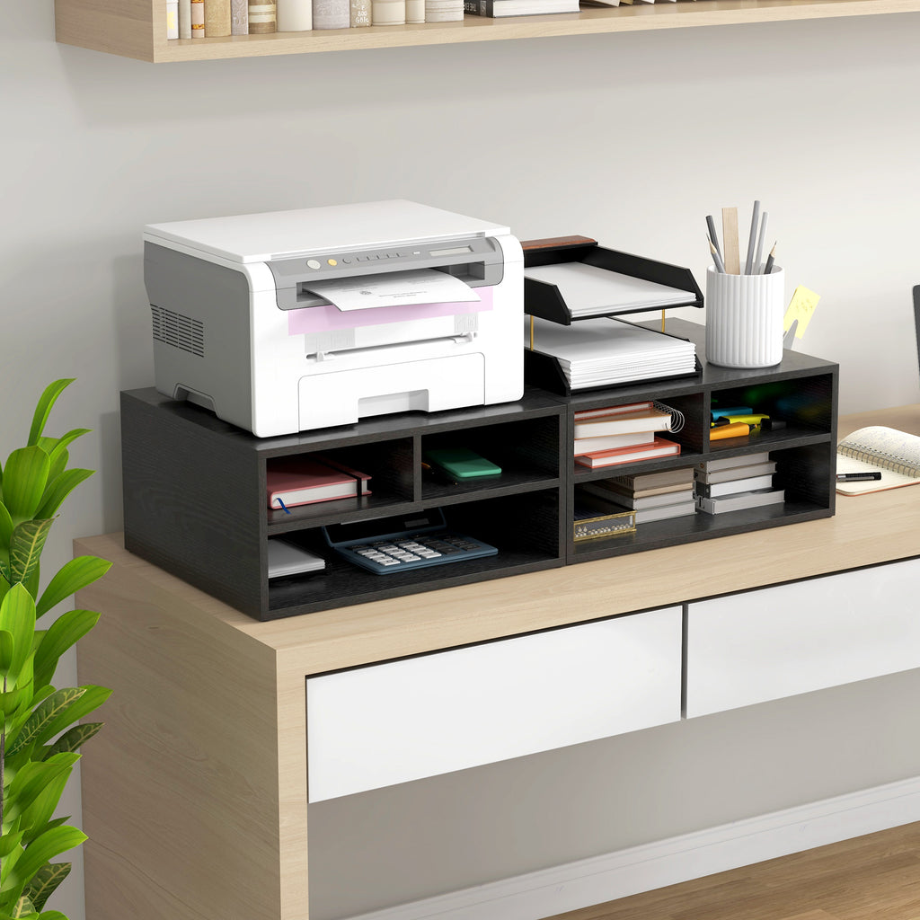 Organiseur bureau aspect noir avec 3 compartiments fournitures support d'imprimante 47 x 40 x 22,5 cm-9